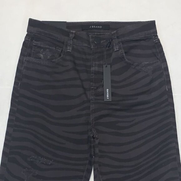 J Brand black dazzle destruct ruby high rise crop cigarette zebra Size 24 - Picture 6 of 14
